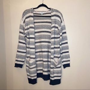 AVLN STUDIO STRIPED KNIT CARDIGAN